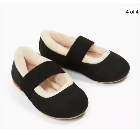 Zara Baby Girl Fur Lined Ballerina Slippers Black - Picture 4 of 8